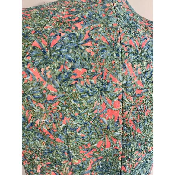 XS Dress Floral Fit & Flare Shoulder Pads Structured! Spring Summer Dress - Picture 12 of 12